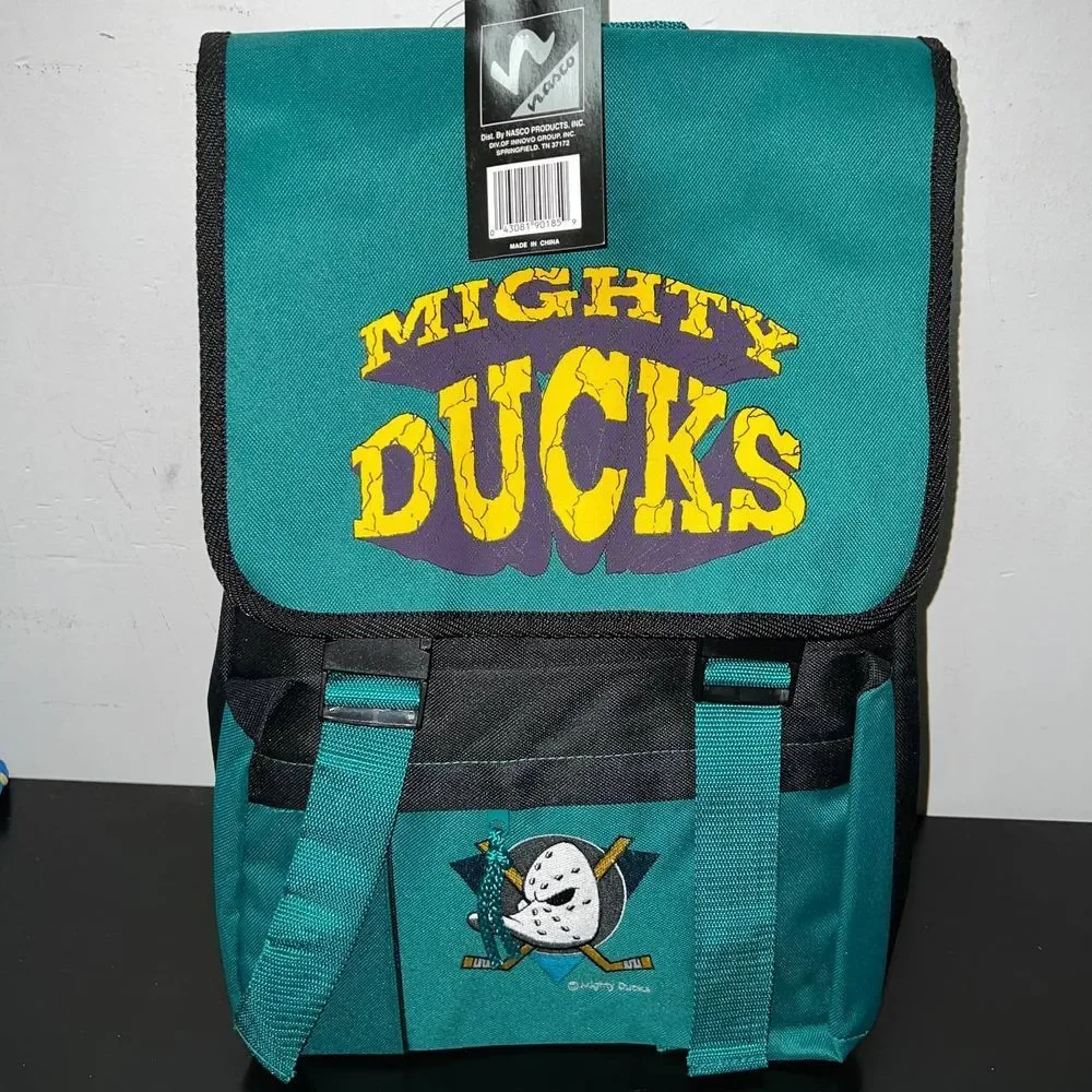 Vintage Mighty Ducks Retreat Backpack Bag Green NHL Nasco Little America
